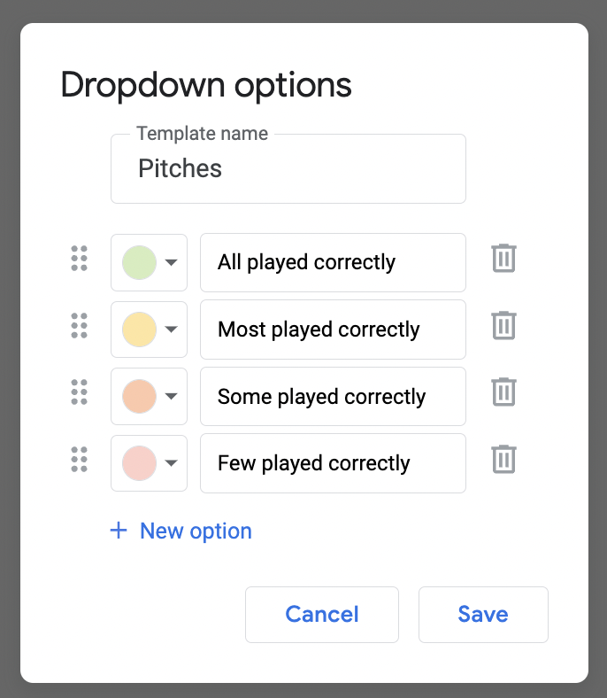 Easy to create dropdown menus in Google Docs